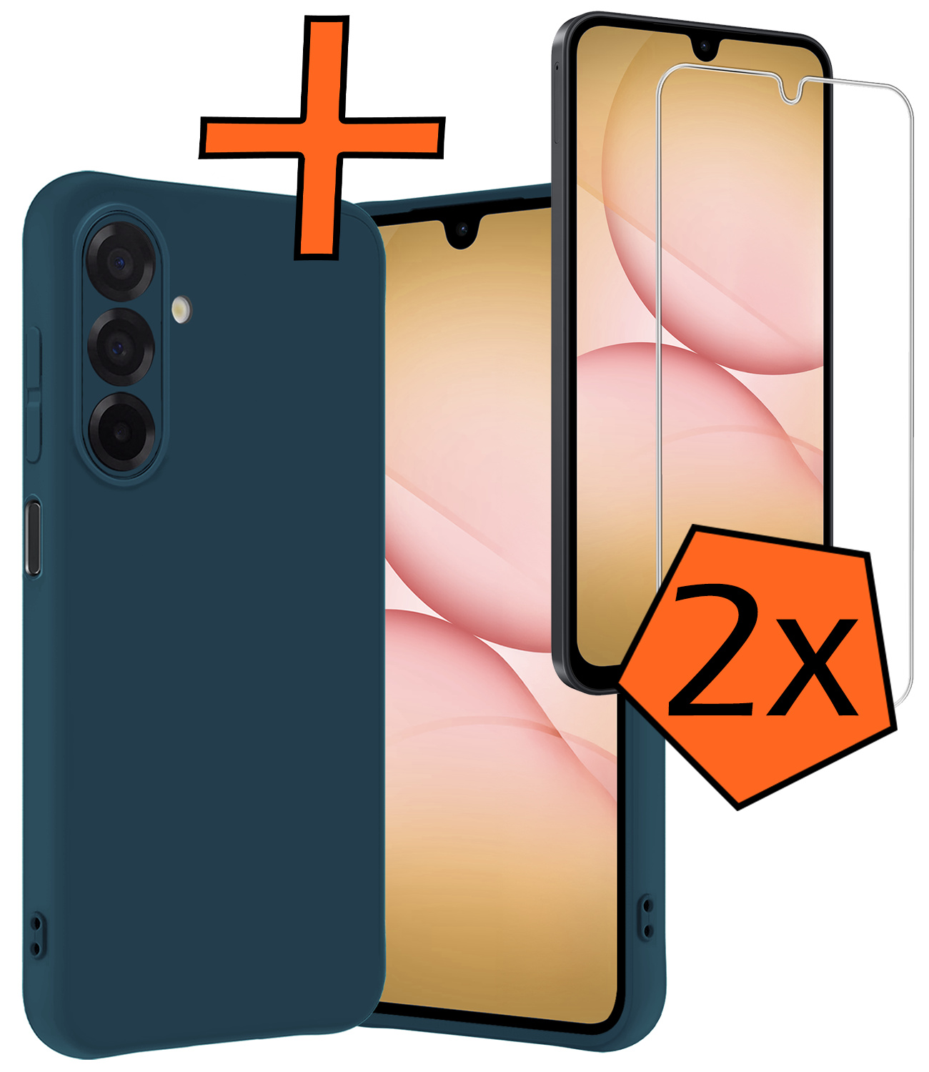 Nomfy Nomfy Samsung Galaxy A17 Hoesje Siliconen Met 2x Screenprotector - Donkerblauw
