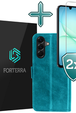 Forterra Forterra Samsung Galaxy A17 Hoesje Bookcase Met 2x Screenprotector - Turquoise