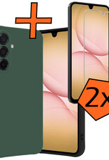Nomfy Nomfy Samsung Galaxy A17 Hoesje Siliconen Met 2x Screenprotector - Donkergroen
