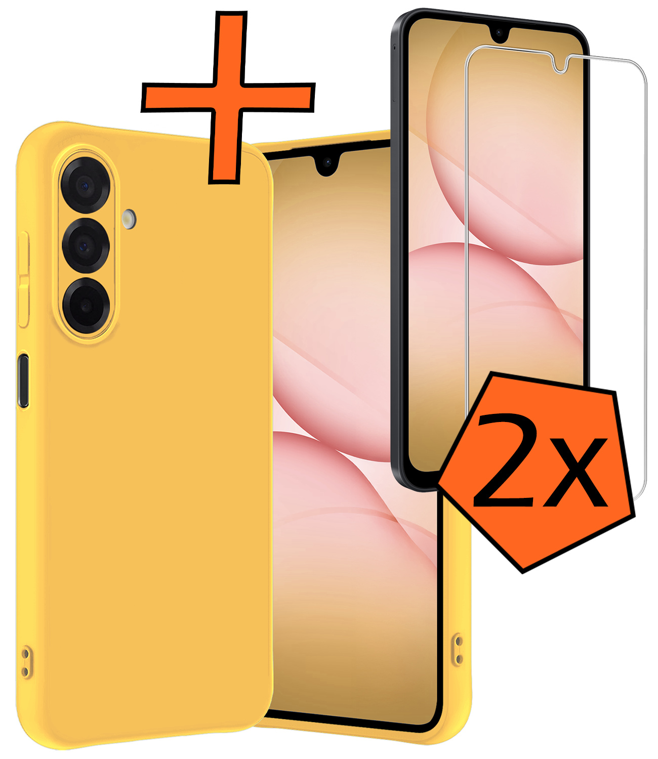 Nomfy Nomfy Samsung Galaxy A17 Hoesje Siliconen Met 2x Screenprotector - Geel