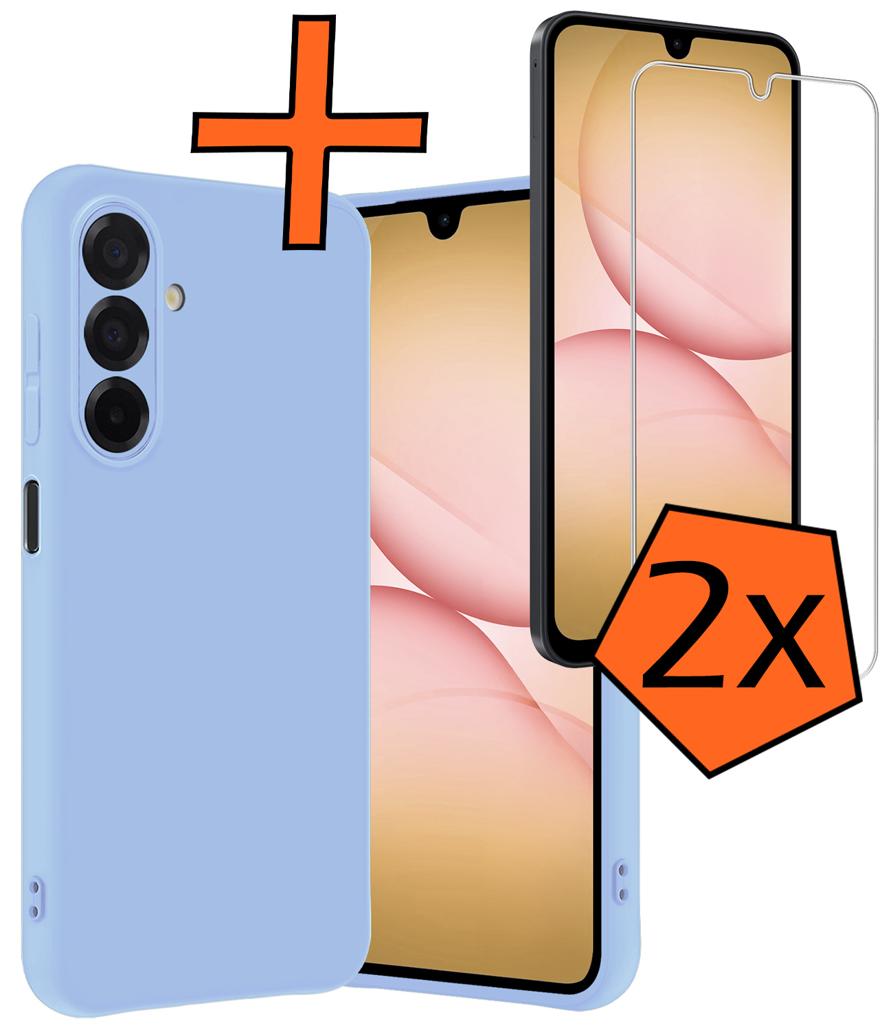 Nomfy Nomfy Samsung Galaxy A17 Hoesje Siliconen Met 2x Screenprotector - Lichtblauw