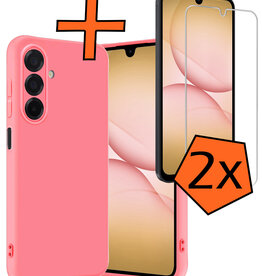 Nomfy Nomfy Samsung Galaxy A17 Hoesje Siliconen Met 2x Screenprotector - Lichtroze