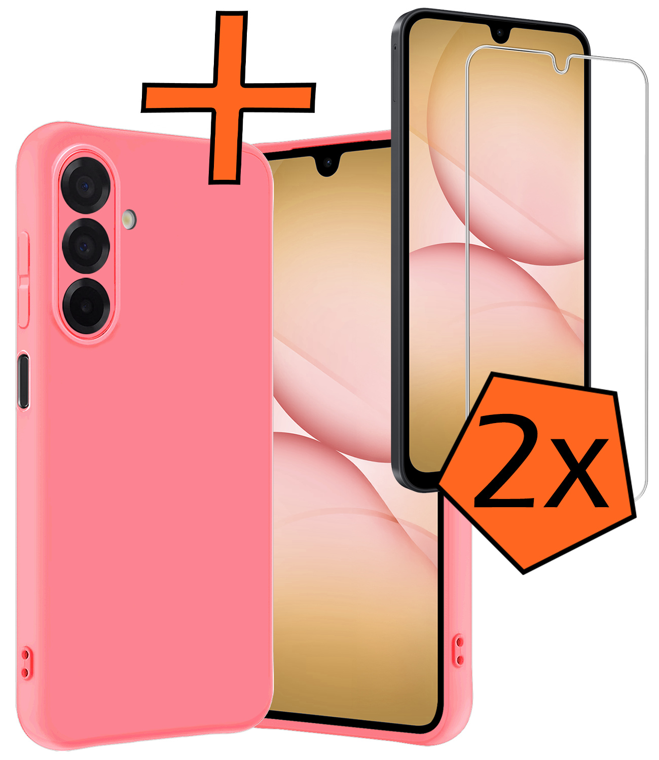 Nomfy Nomfy Samsung Galaxy A17 Hoesje Siliconen Met 2x Screenprotector - Lichtroze