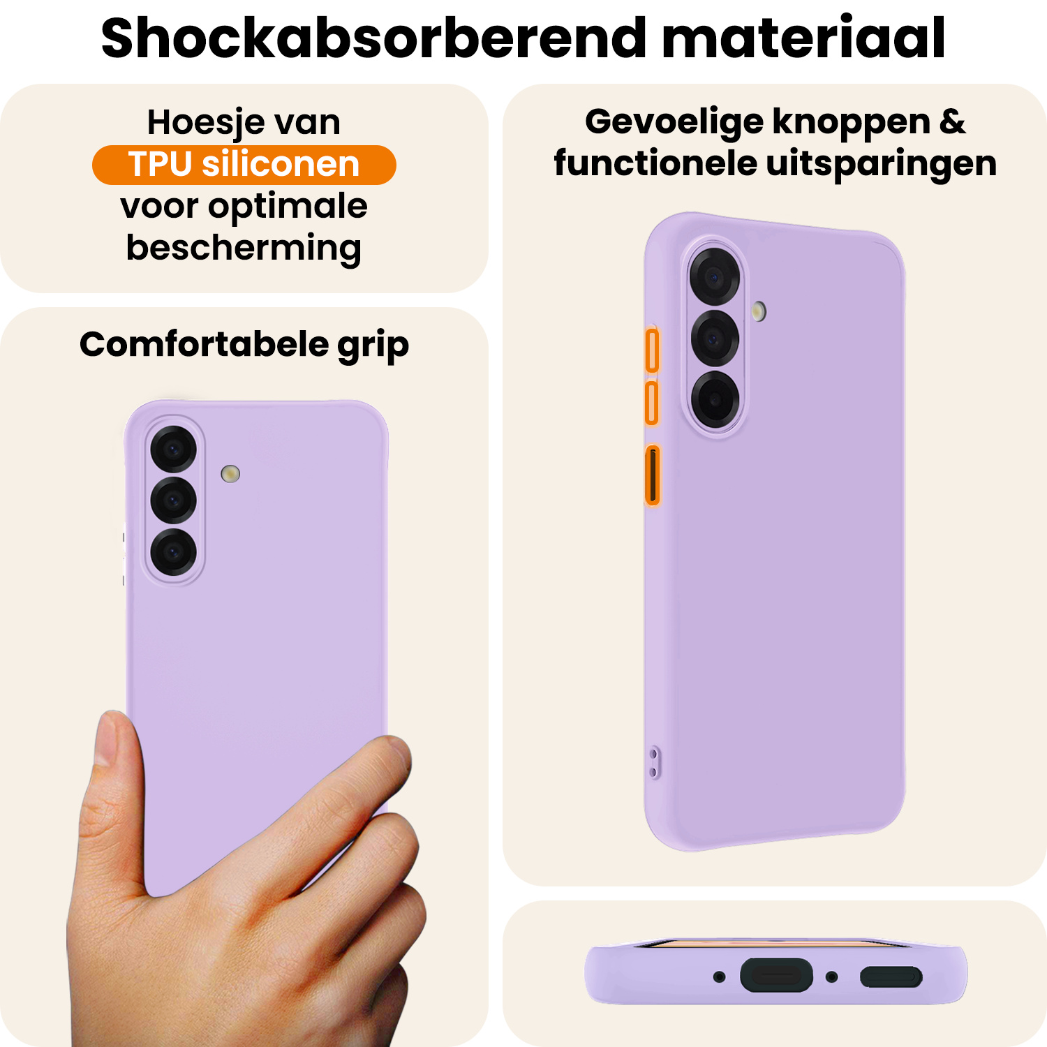 Nomfy Nomfy Samsung Galaxy A17 Hoesje Siliconen Met 2x Screenprotector - Lila