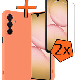 Nomfy Nomfy Samsung Galaxy A17 Hoesje Siliconen Met 2x Screenprotector - Perzik