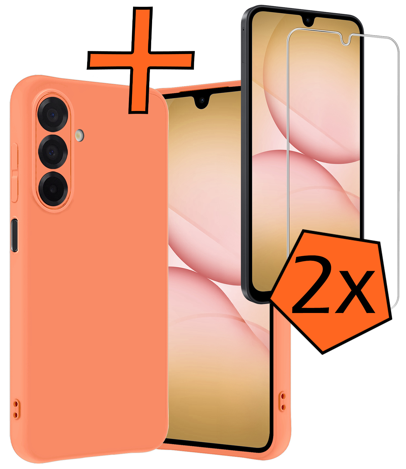 Nomfy Nomfy Samsung Galaxy A17 Hoesje Siliconen Met 2x Screenprotector - Perzik