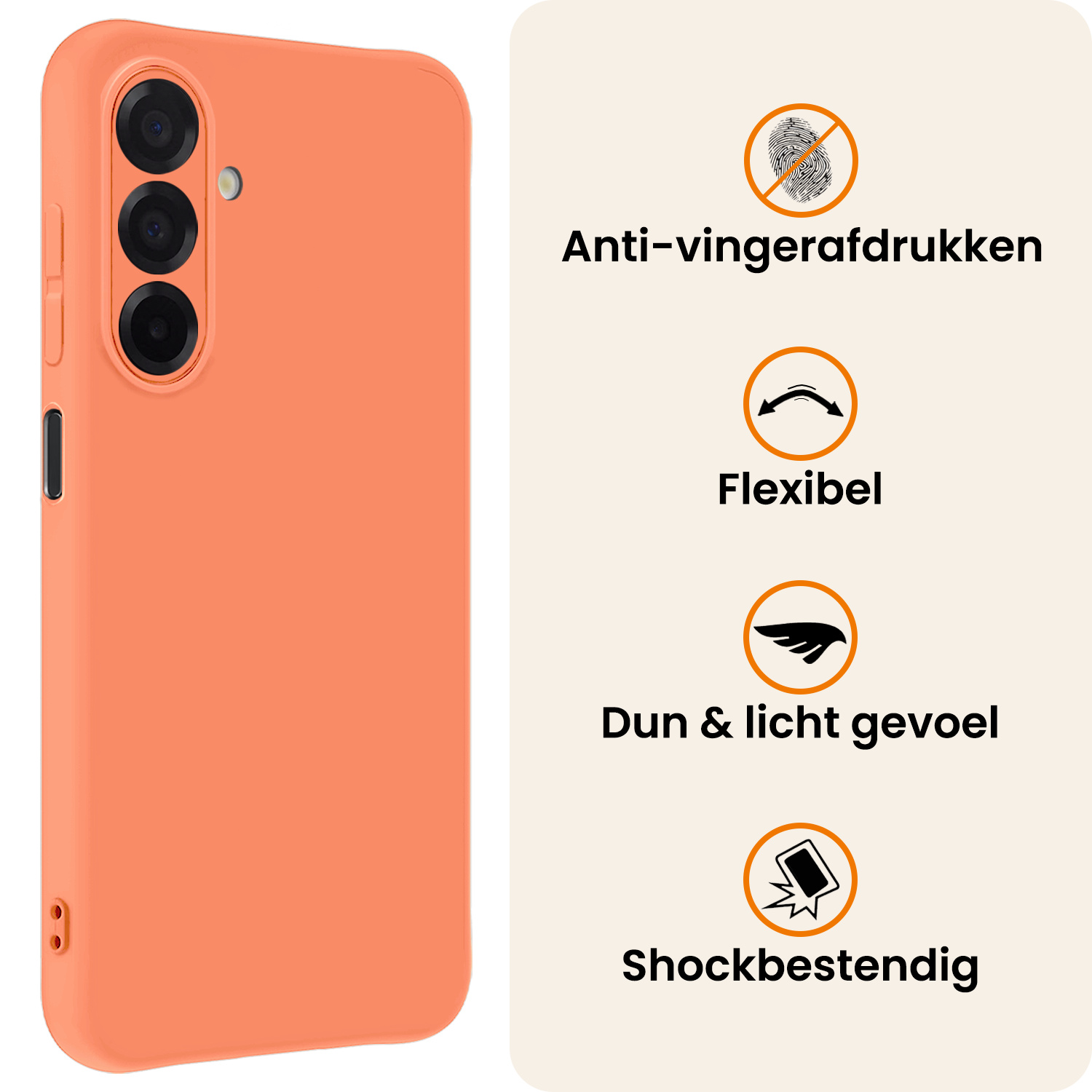 Nomfy Nomfy Samsung Galaxy A17 Hoesje Siliconen Met 2x Screenprotector - Perzik