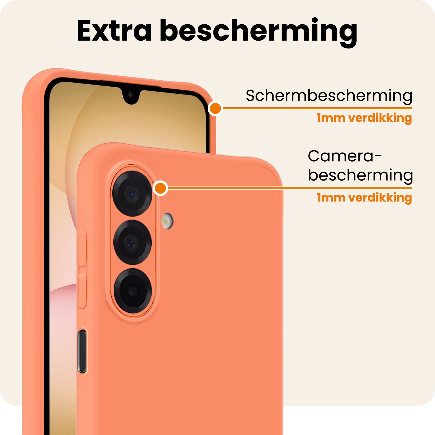 Nomfy Nomfy Samsung Galaxy A17 Hoesje Siliconen Met 2x Screenprotector - Perzik