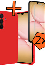 Nomfy Nomfy Samsung Galaxy A17 Hoesje Siliconen Met 2x Screenprotector - Rood
