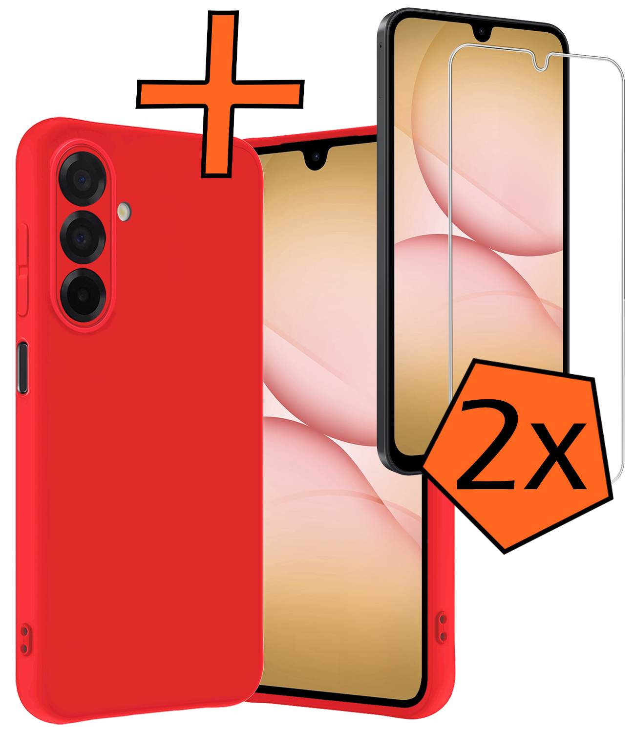 Nomfy Nomfy Samsung Galaxy A17 Hoesje Siliconen Met 2x Screenprotector - Rood
