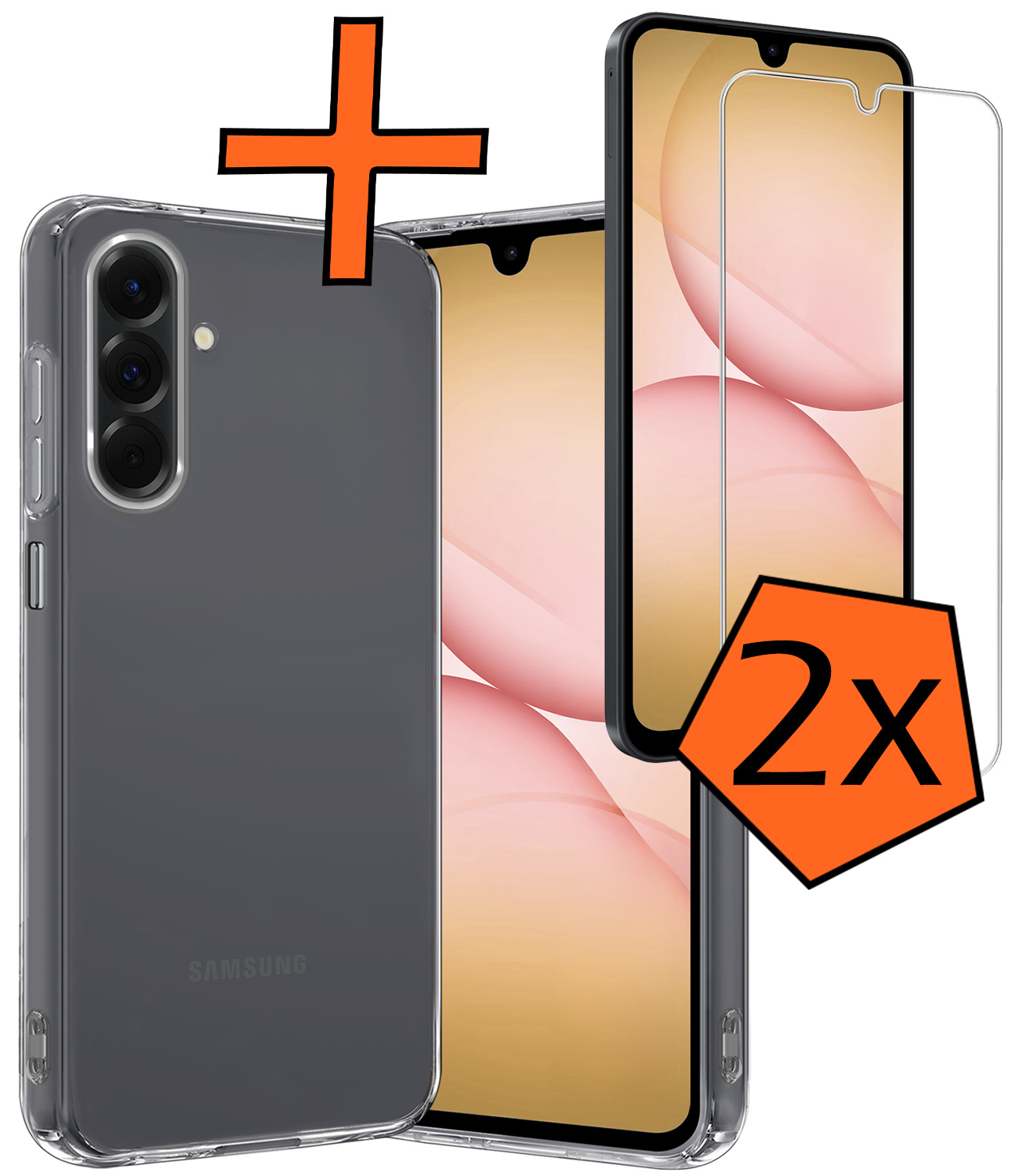 Nomfy Nomfy Samsung Galaxy A17 Hoesje Siliconen Met 2x Screenprotector - Transparant