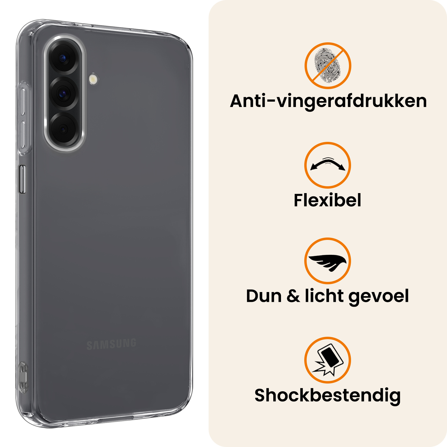 Nomfy Nomfy Samsung Galaxy A17 Hoesje Siliconen Met 2x Screenprotector - Transparant