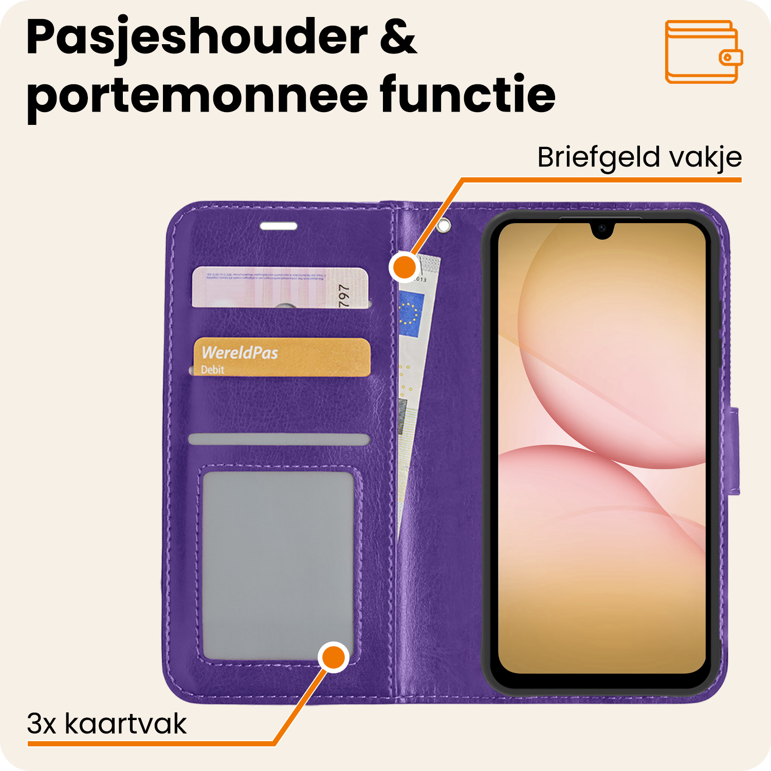 Nomfy Nomfy Samsung Galaxy A17 Hoesje Bookcase - Paars