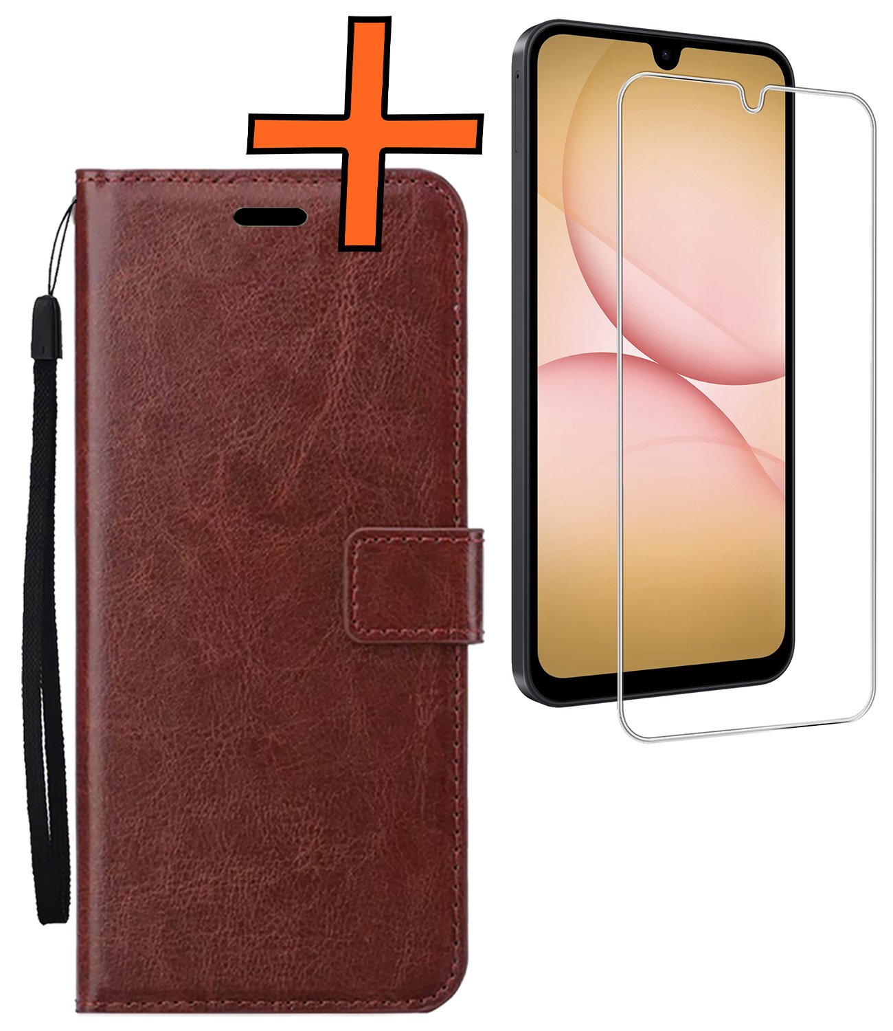 Nomfy Nomfy Samsung Galaxy A17 Hoesje Bookcase Met Screenprotector - Bruin