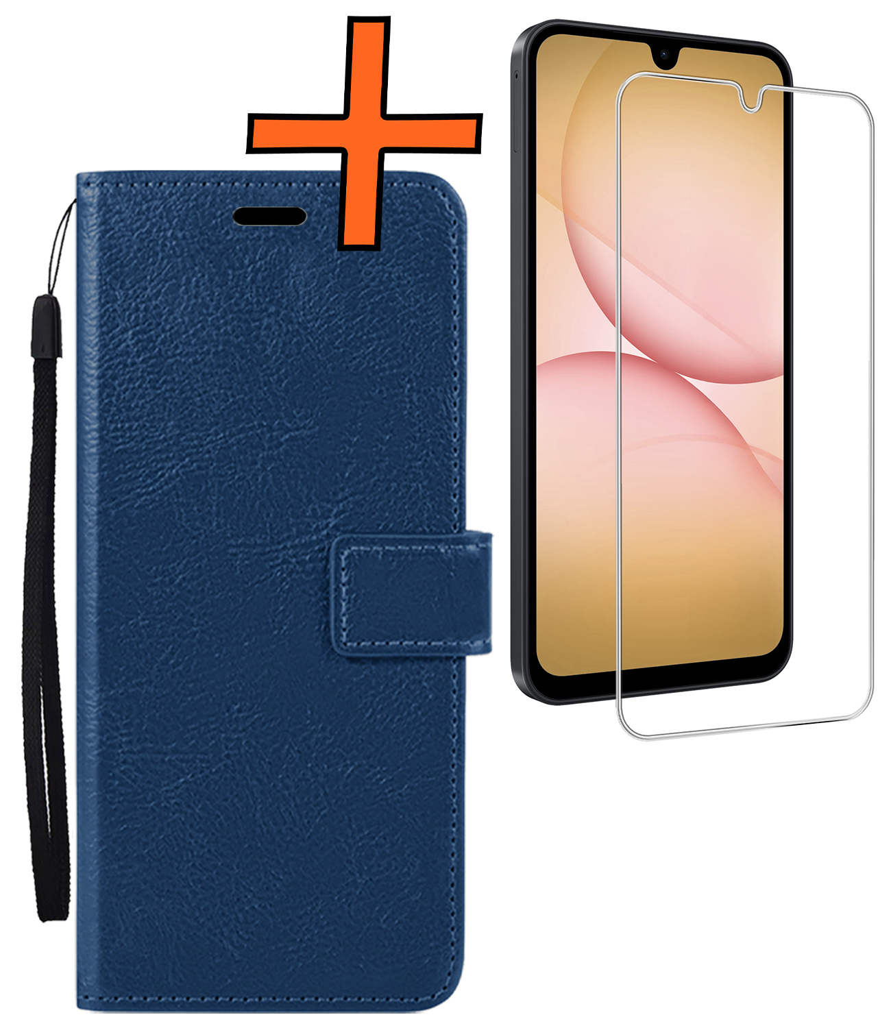 Nomfy Nomfy Samsung Galaxy A17 Hoesje Bookcase Met Screenprotector - Donkerblauw