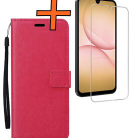 Nomfy Nomfy Samsung Galaxy A17 Hoesje Bookcase Met Screenprotector - Donkerroze