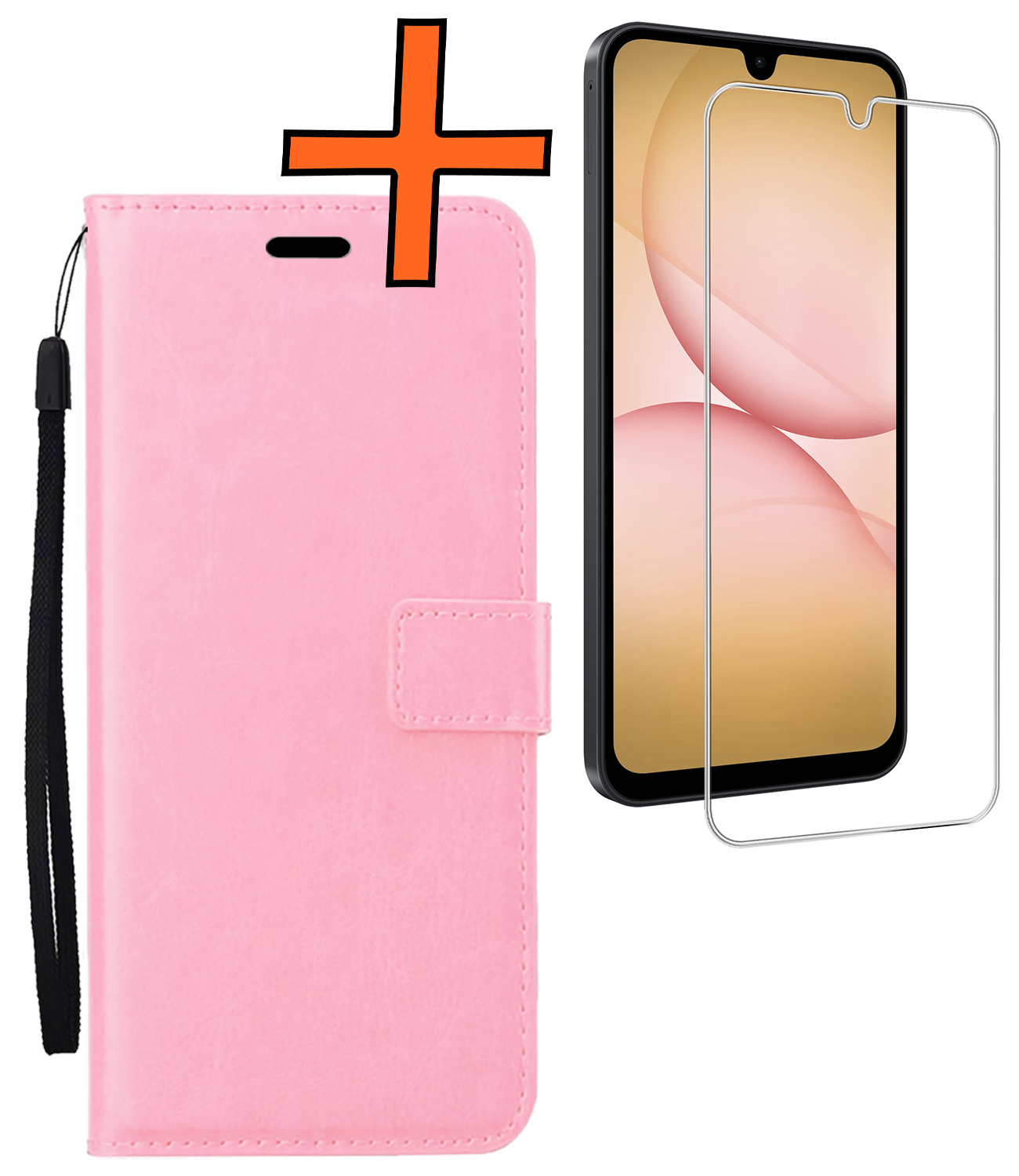 Nomfy Nomfy Samsung Galaxy A17 Hoesje Bookcase Met Screenprotector - Lichtroze