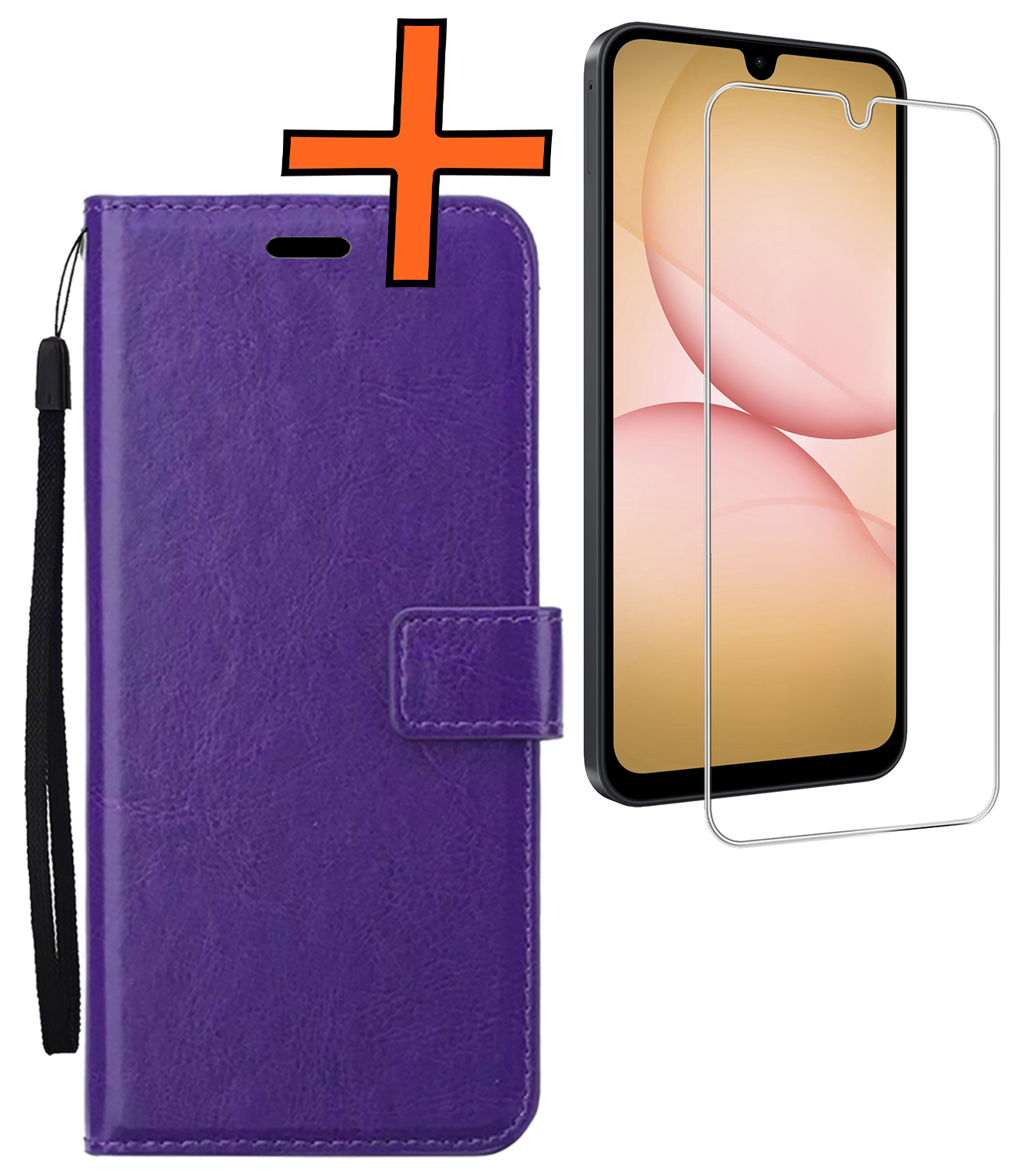 Nomfy Nomfy Samsung Galaxy A17 Hoesje Bookcase Met Screenprotector - Paars