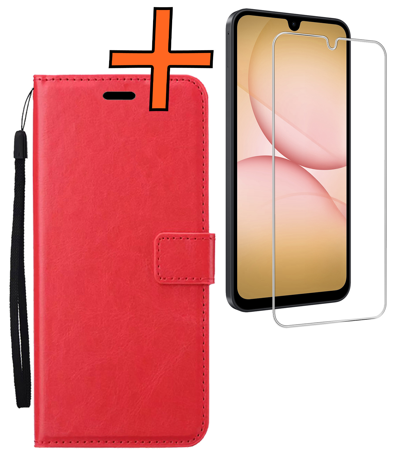 Nomfy Nomfy Samsung Galaxy A17 Hoesje Bookcase Met Screenprotector - Rood