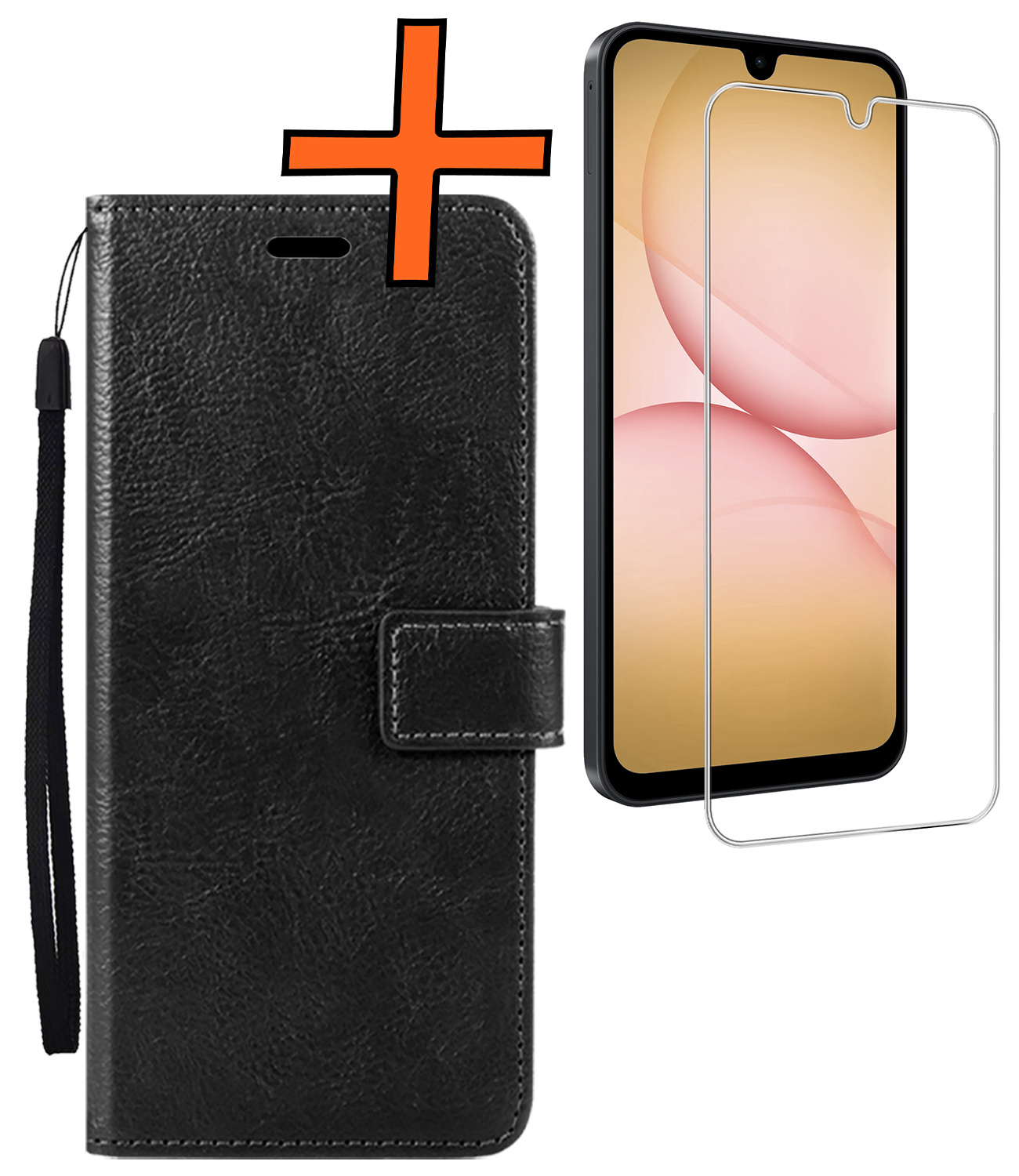 Nomfy Nomfy Samsung Galaxy A17 Hoesje Bookcase Met Screenprotector - Zwart