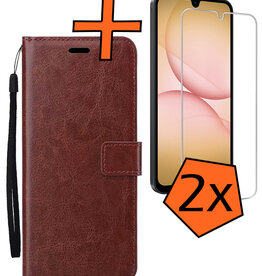 Nomfy Nomfy Samsung Galaxy A17 Hoesje Bookcase Met 2x Screenprotector - Bruin