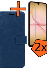 Nomfy Nomfy Samsung Galaxy A17 Hoesje Bookcase Met 2x Screenprotector - Donkerblauw