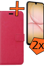 Nomfy Nomfy Samsung Galaxy A17 Hoesje Bookcase Met 2x Screenprotector - Donkerroze