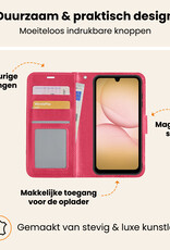 Nomfy Nomfy Samsung Galaxy A17 Hoesje Bookcase Met 2x Screenprotector - Donkerroze