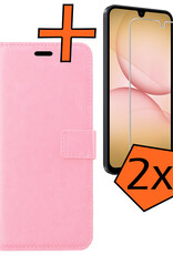 Nomfy Nomfy Samsung Galaxy A17 Hoesje Bookcase Met 2x Screenprotector - Lichtroze