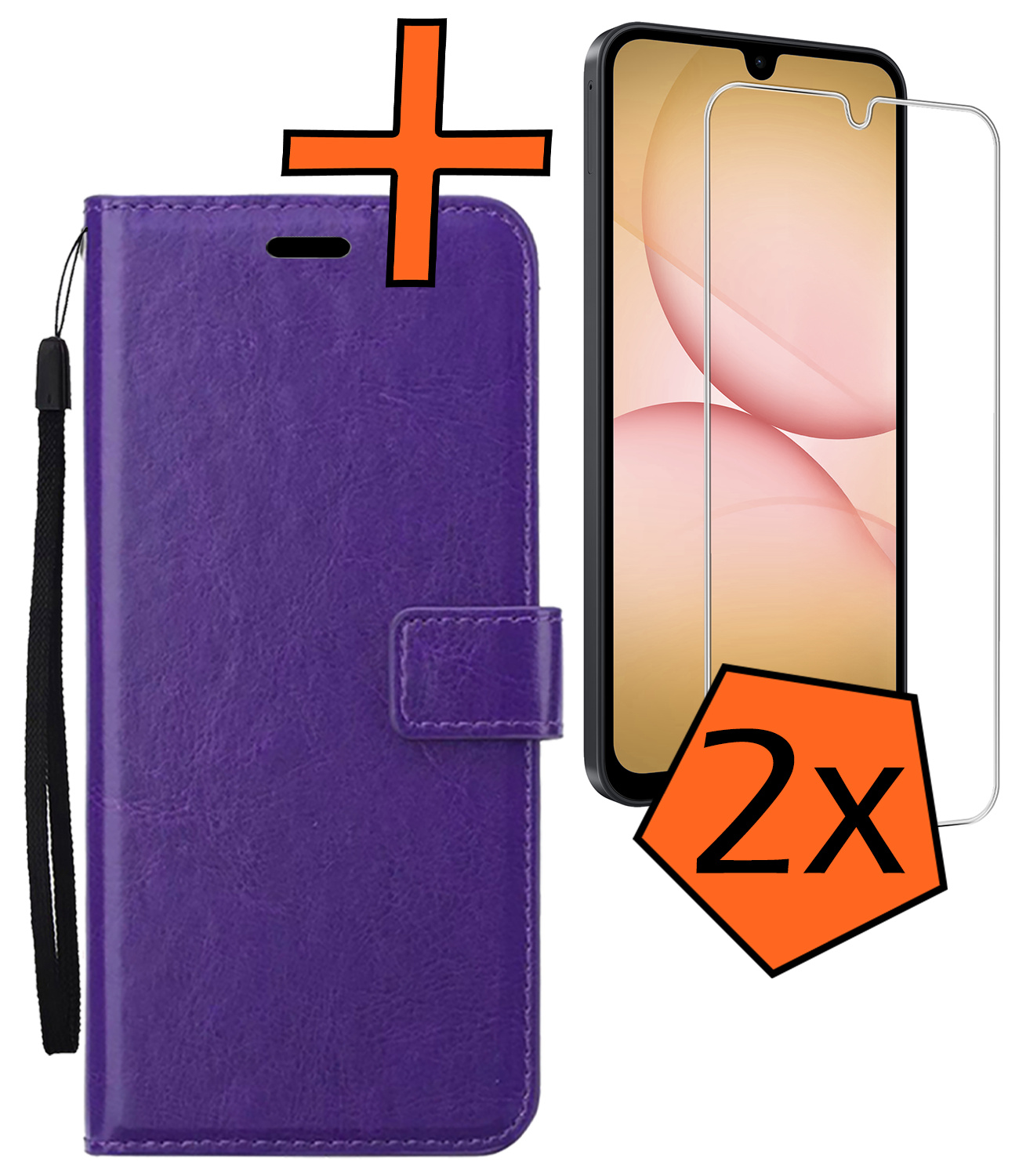 Nomfy Nomfy Samsung Galaxy A17 Hoesje Bookcase Met 2x Screenprotector - Paars