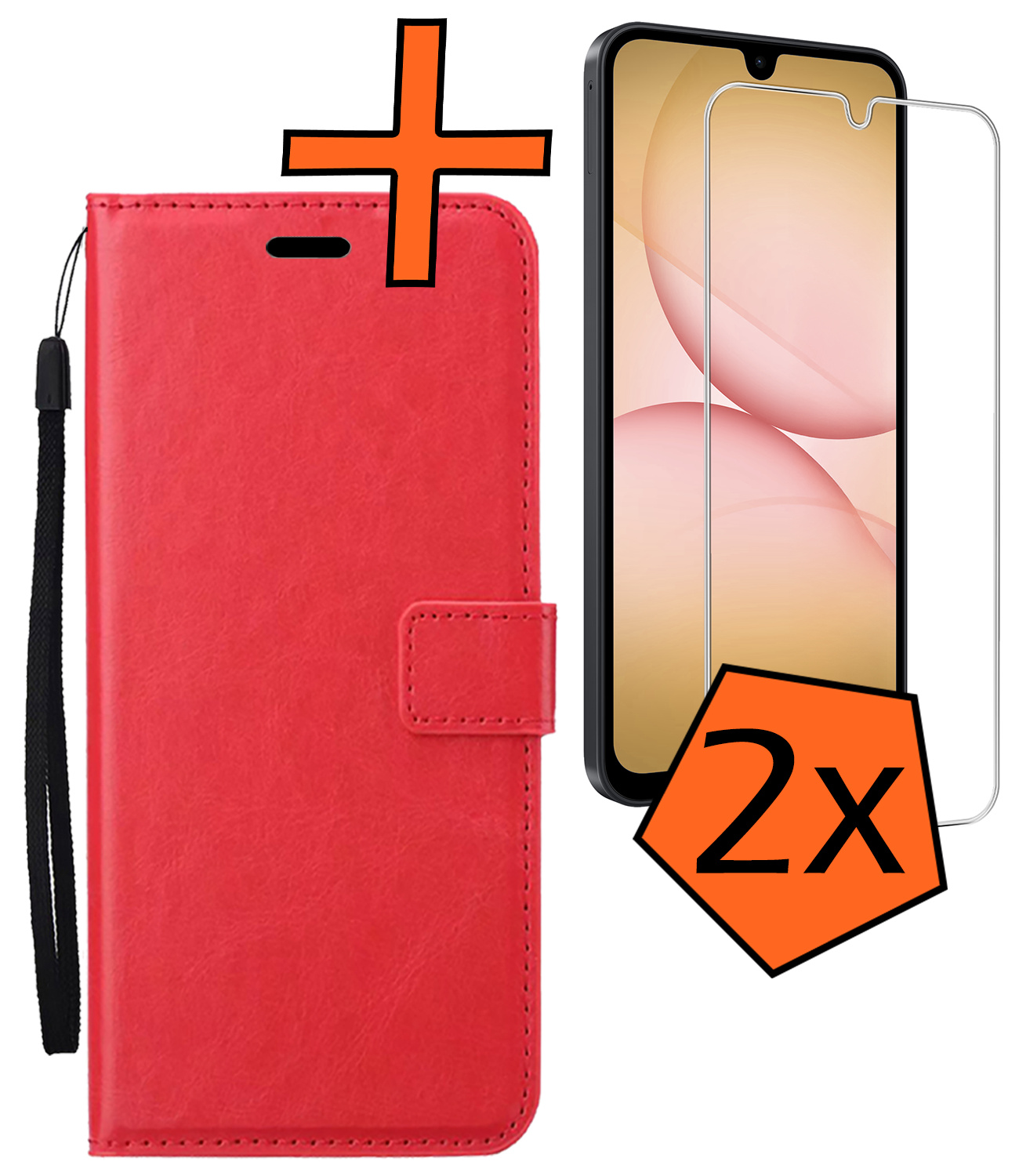 Nomfy Nomfy Samsung Galaxy A17 Hoesje Bookcase Met 2x Screenprotector - Rood