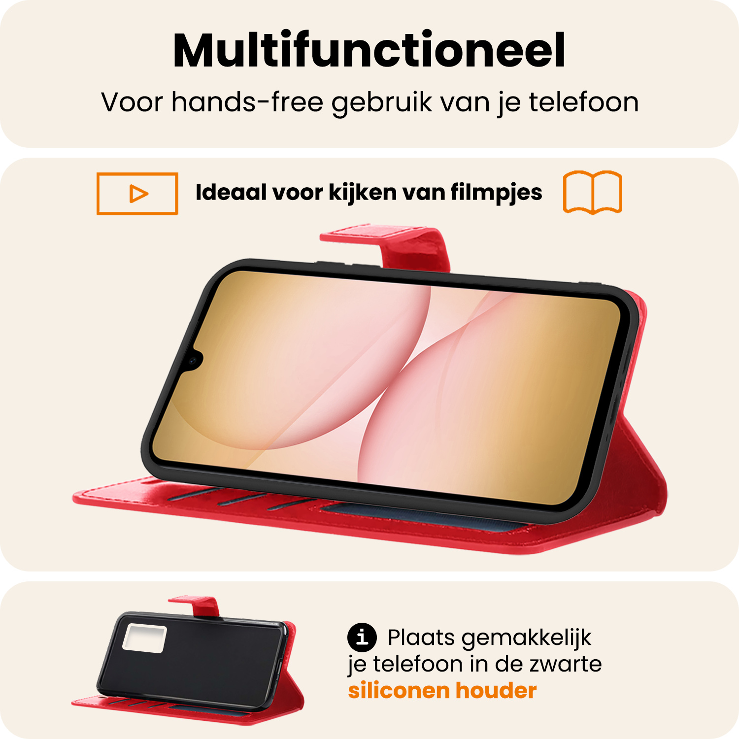 Nomfy Nomfy Samsung Galaxy A17 Hoesje Bookcase Met 2x Screenprotector - Rood