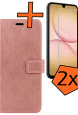 Nomfy Nomfy Samsung Galaxy A17 Hoesje Bookcase Met 2x Screenprotector - Rose Goud