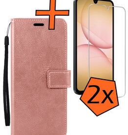 Nomfy Nomfy Samsung Galaxy A17 Hoesje Bookcase Met 2x Screenprotector - Rose Goud