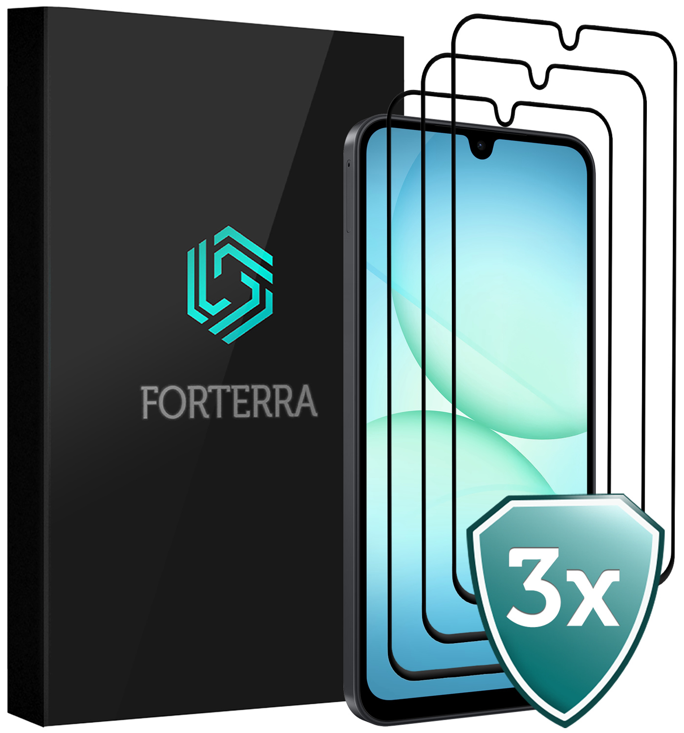 Forterra Forterra Samsung Galaxy A17 Screenprotector Glas Full Cover - 3 PACK