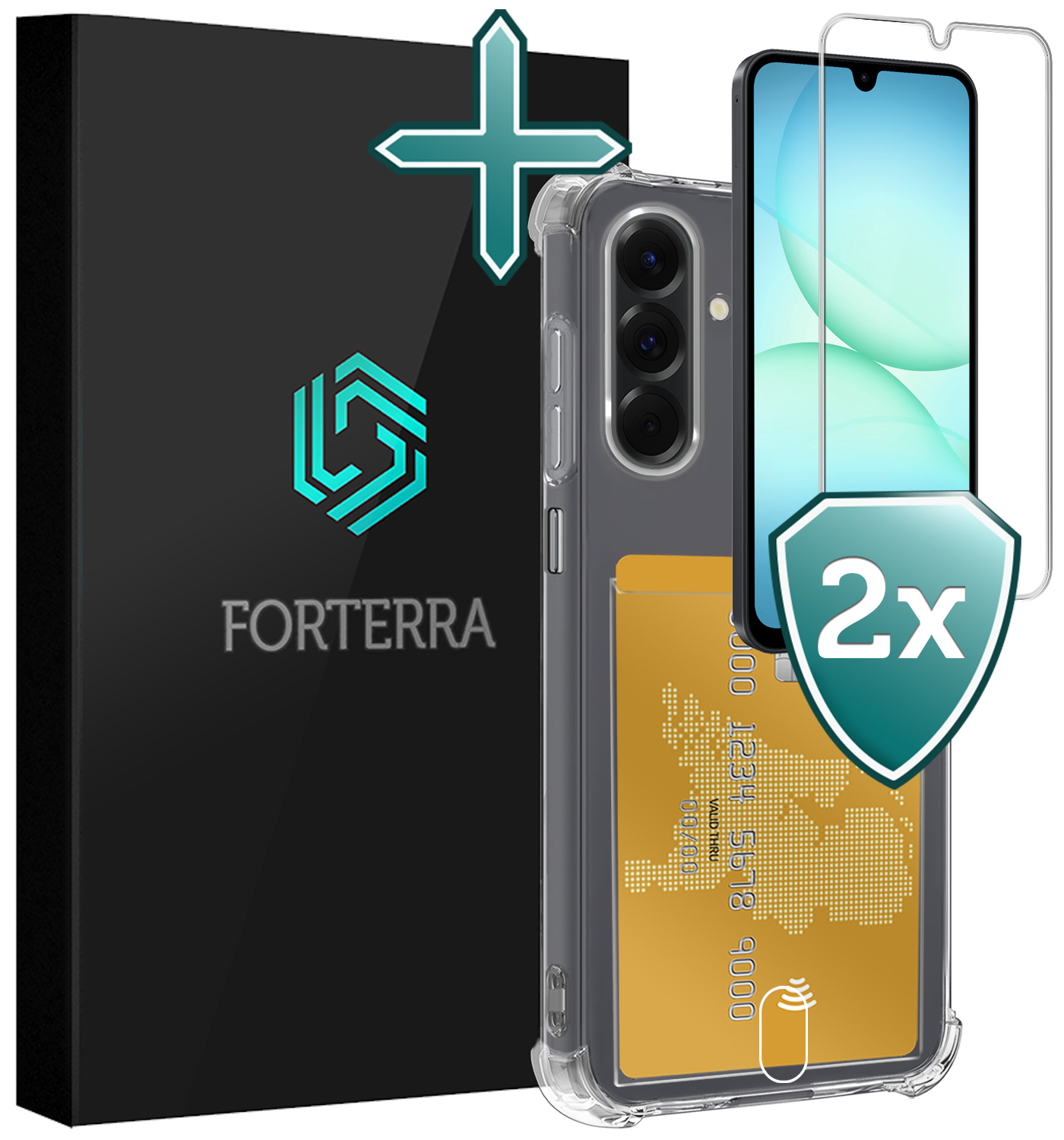 Forterra Forterra Samsung Galaxy A17 Hoesje Pashouder Met 2x Screenprotector