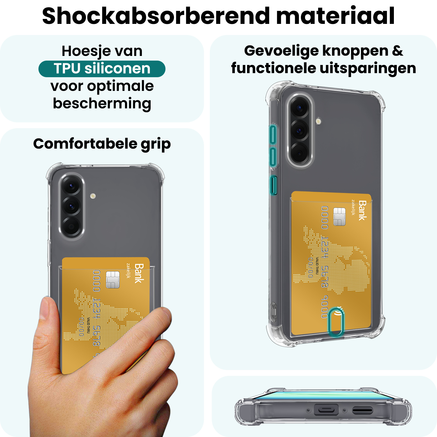 Forterra Forterra Samsung Galaxy A17 Hoesje Pashouder Met 2x Screenprotector