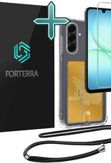 Forterra Forterra Samsung Galaxy A17 Hoesje Pashouder met Koord Met Screenprotector