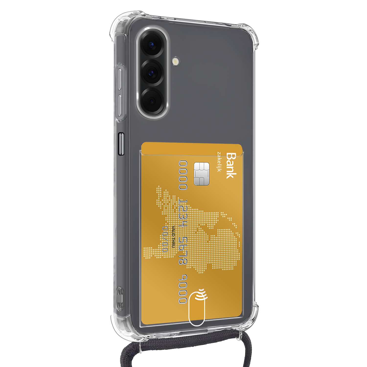 Forterra Forterra Samsung Galaxy A17 Hoesje Pashouder met Koord Met Screenprotector