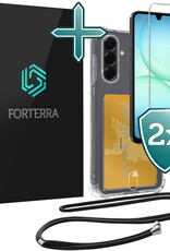 Forterra Forterra Samsung Galaxy A17 Hoesje Pashouder met Koord Met 2x Screenprotector