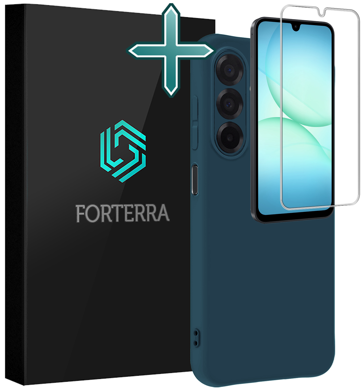 Forterra Forterra Samsung Galaxy A17 Hoesje Siliconen Met Screenprotector - Donkerblauw
