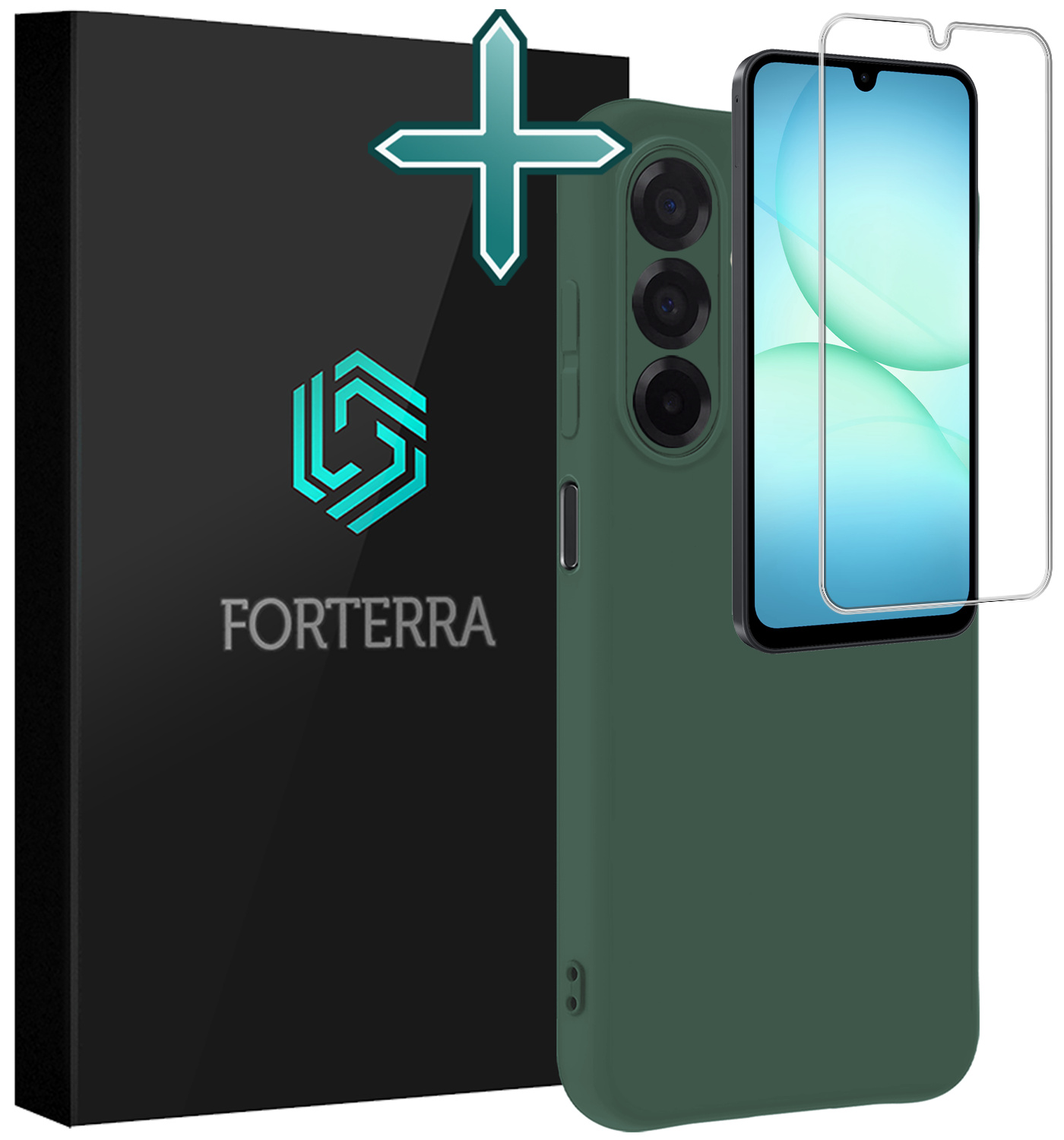 Forterra Forterra Samsung Galaxy A17 Hoesje Siliconen Met Screenprotector - Donkergroen