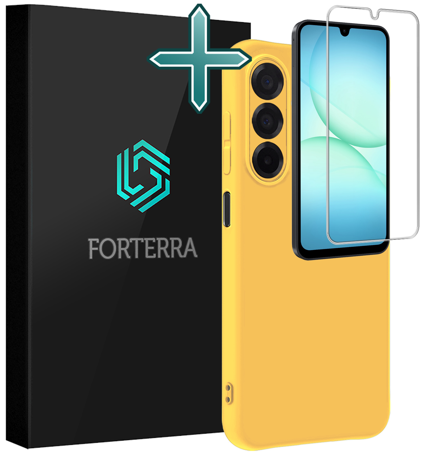Forterra Forterra Samsung Galaxy A17 Hoesje Siliconen Met Screenprotector - Geel