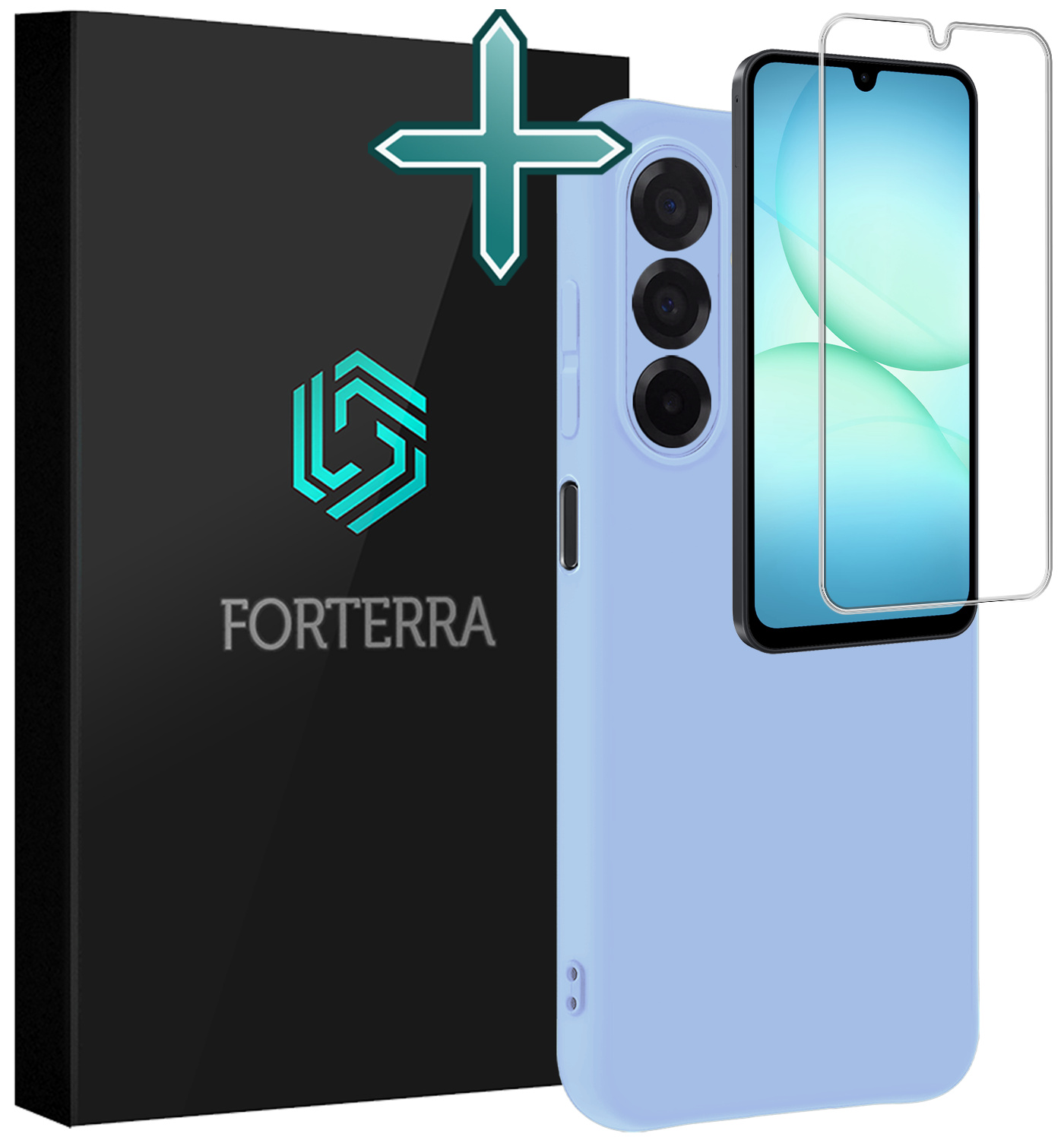 Forterra Forterra Samsung Galaxy A17 Hoesje Siliconen Met Screenprotector - Lichtblauw