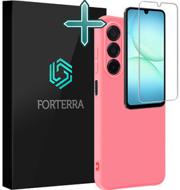 Forterra Forterra Samsung Galaxy A17 Hoesje Siliconen Met Screenprotector - Lichtroze