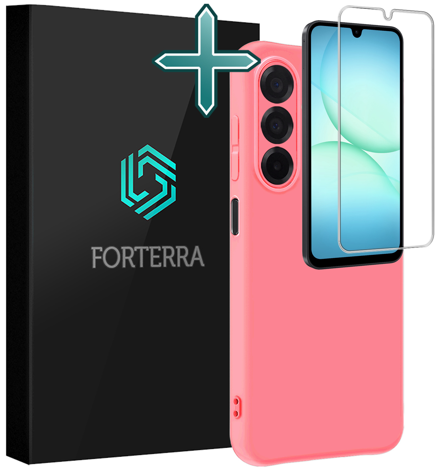 Forterra Forterra Samsung Galaxy A17 Hoesje Siliconen Met Screenprotector - Lichtroze