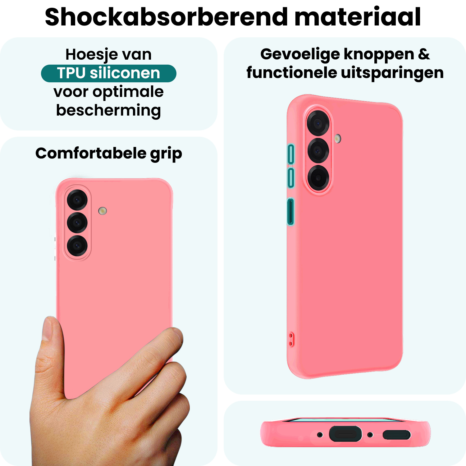 Forterra Forterra Samsung Galaxy A17 Hoesje Siliconen Met Screenprotector - Lichtroze