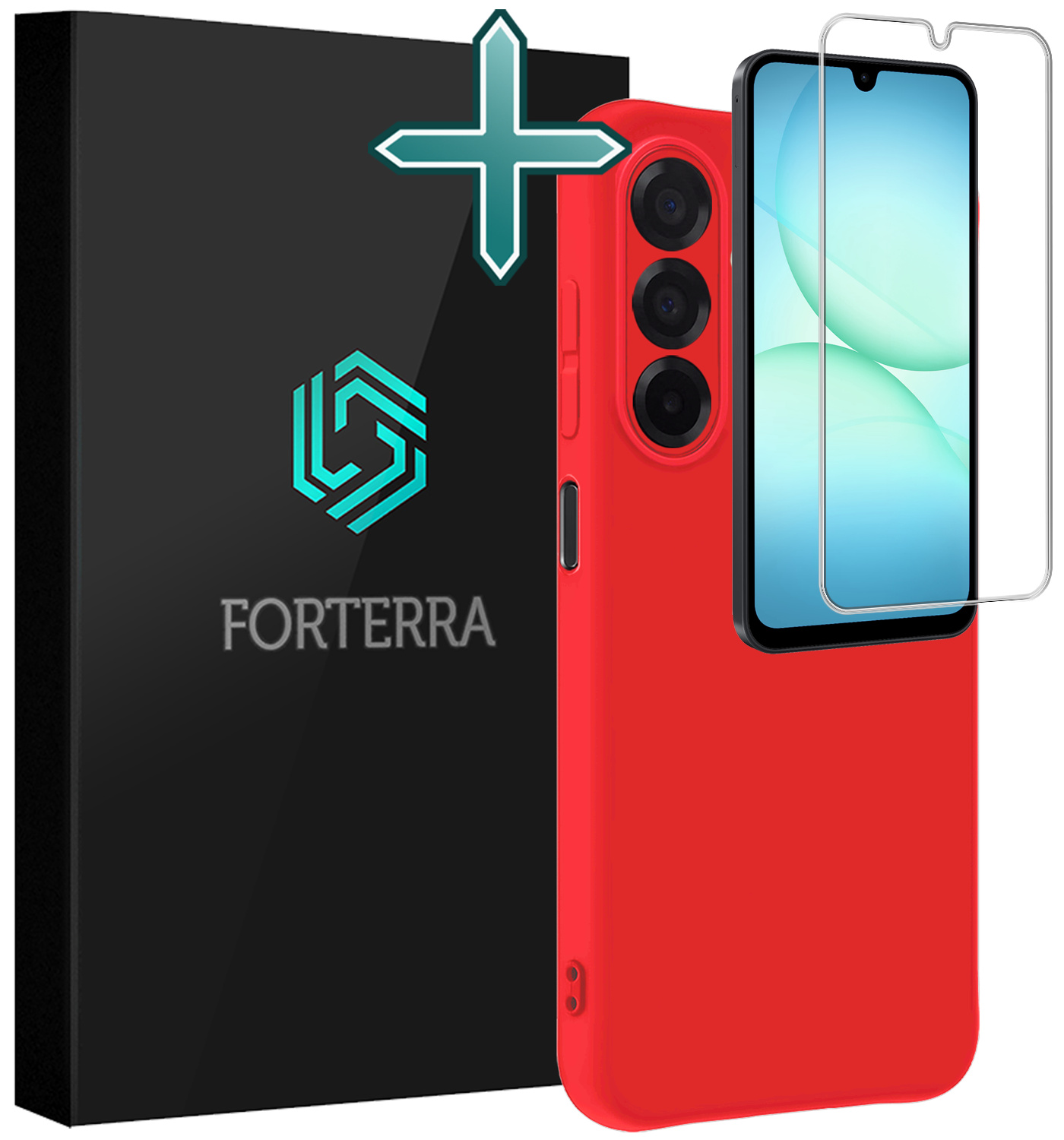 Forterra Forterra Samsung Galaxy A17 Hoesje Siliconen Met Screenprotector - Rood