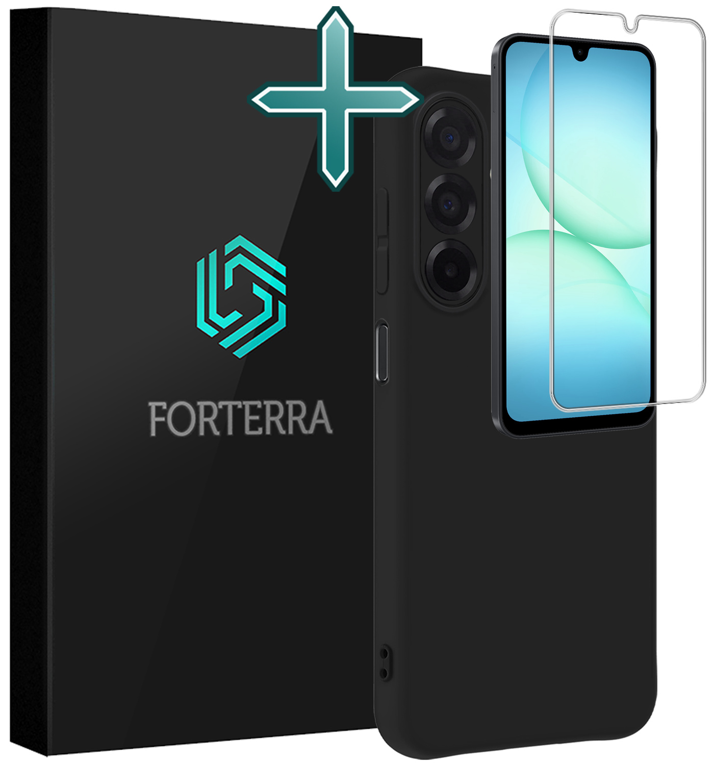 Forterra Forterra Samsung Galaxy A17 Hoesje Siliconen Met Screenprotector - Zwart
