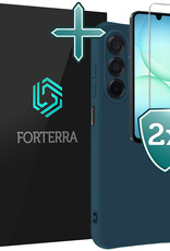 Forterra Forterra Samsung Galaxy A17 Hoesje Siliconen Met 2x Screenprotector - Donkerblauw